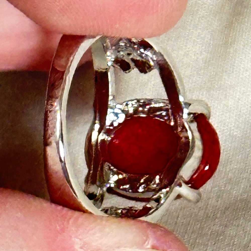 Stainless steel ring w/oval Red Crackle Quartz stone - NWOT - Picture 13 of 15